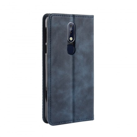 Flip Cover Nokia 7.1 Effet Cuir Vintage Stylisé