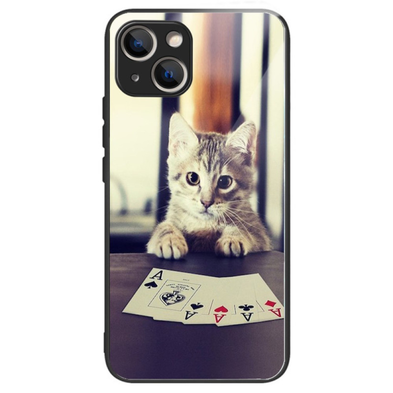 Coque iPhone 15 Plus Verre Trempé Chat Poker