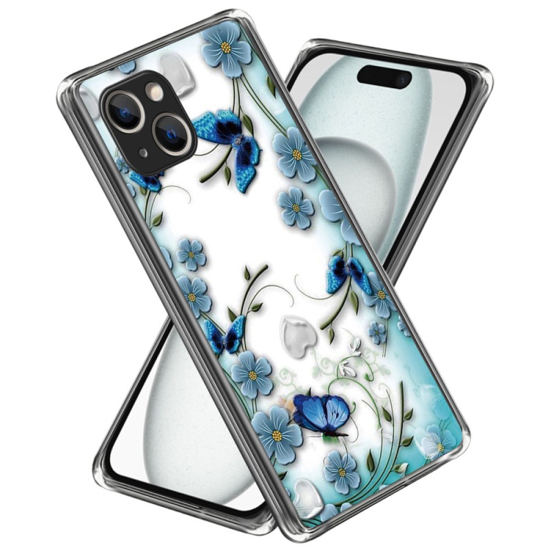 Coque iPhone 15 Plus Papillons et Fleurs