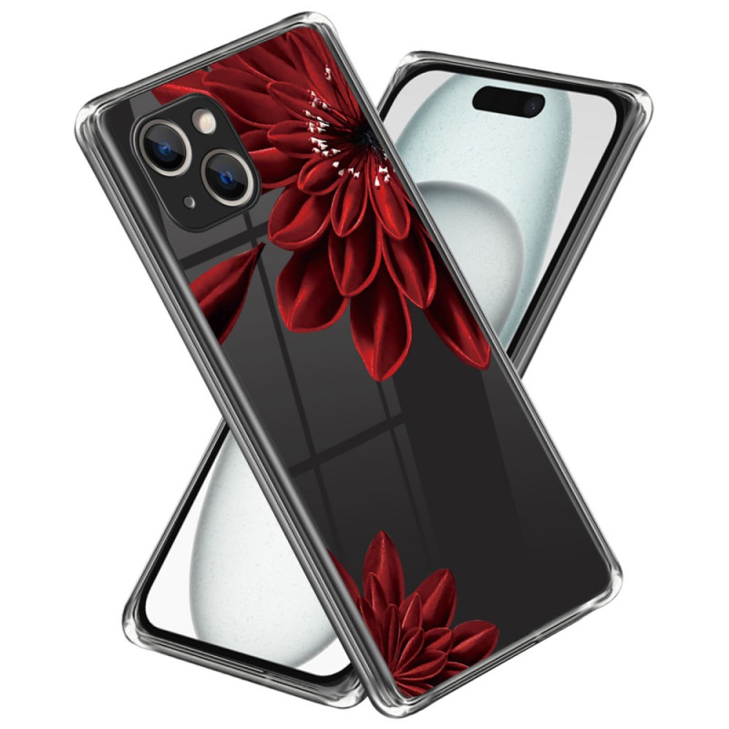Coque iPhone 15 Plus Motif floral Rouge