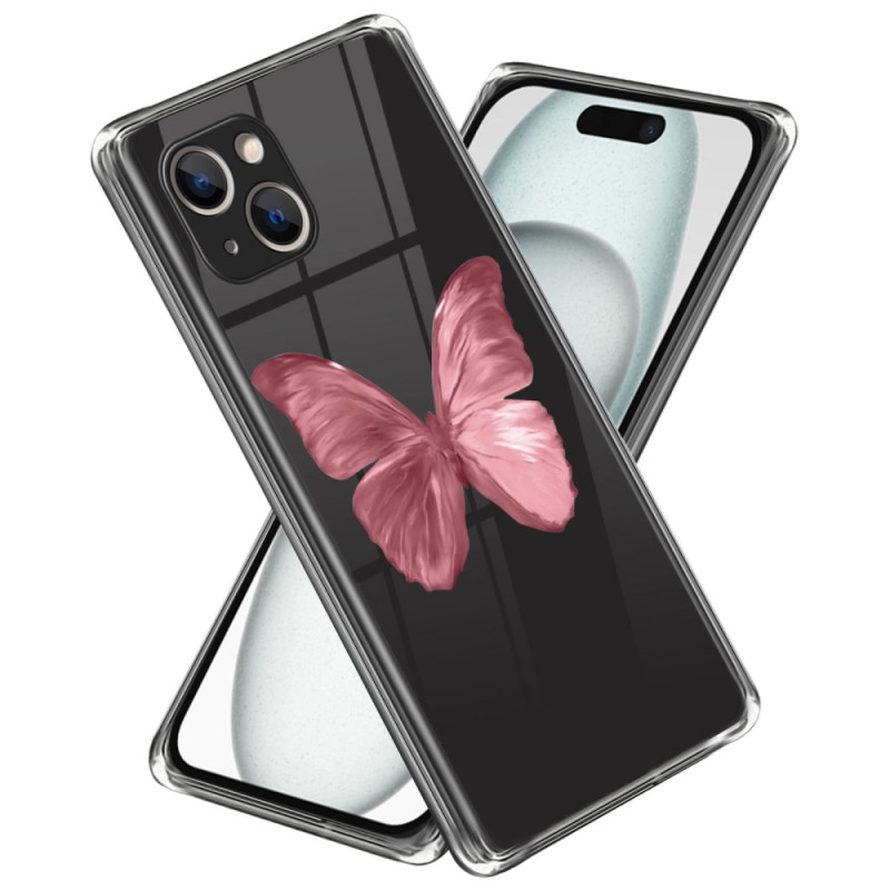 Coque iPhone 15 Plus Papillon Rose