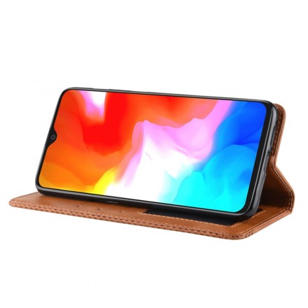 Flip Cover OnePlus 6T Effet Cuir Vintage Stylisé
