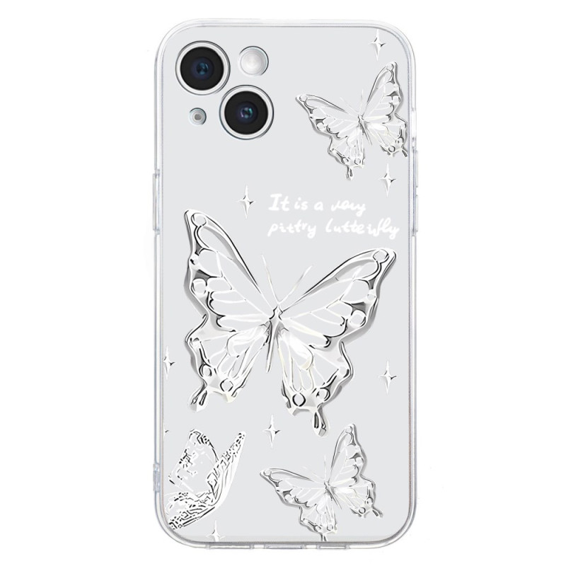 Coque iPhone 14 Papillons Argentés