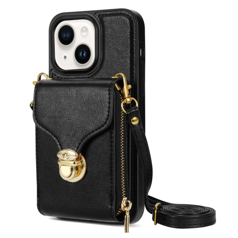 Coque iPhone 14 Porte-Cartes Zippé et Bandoulière