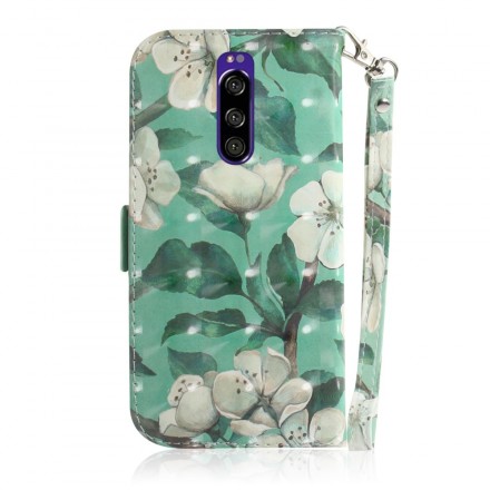 Housse Sony Xperia 1 Branche en Fleurs à Lanière Housse Sony Xperia 1 Branche en Fleurs à Lanière