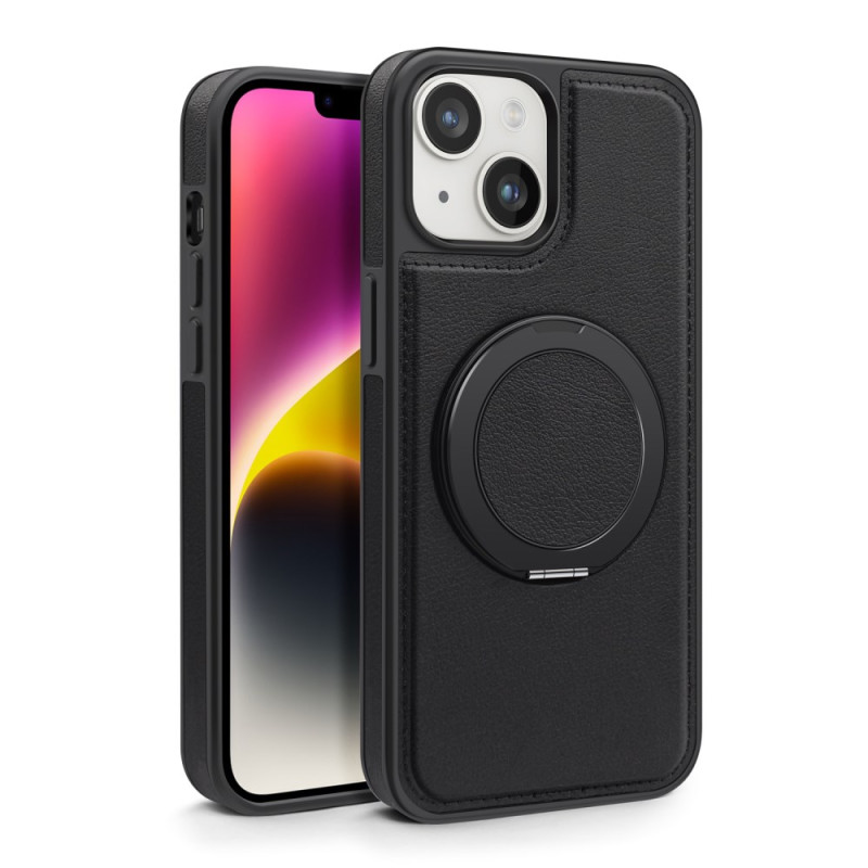 Coque iPhone 14 Plus MagSafe avec Support-Anneau Effet Cuir