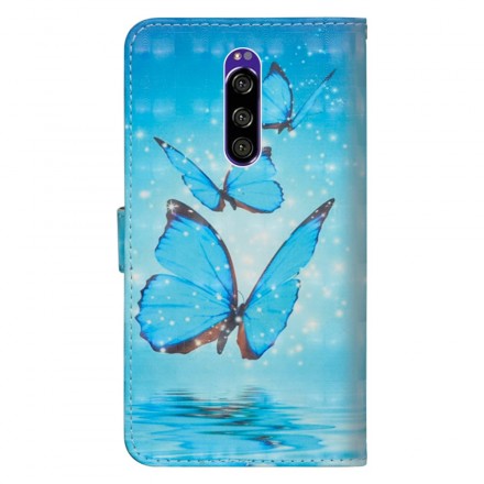 Housse Sony Xperia 1 Papillons Bleus Volants Housse Sony Xperia 1 Papillons Bleus Volants