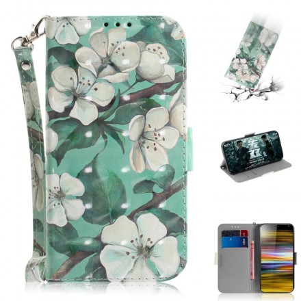 Housse Sony Xperia 10 Branche en Fleurs à Lanière Housse Sony Xperia 10 Branche en Fleurs à Lanière