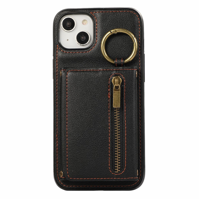Coque iPhone 14 Portefeuille à Fermeture Éclair et Bandoulière