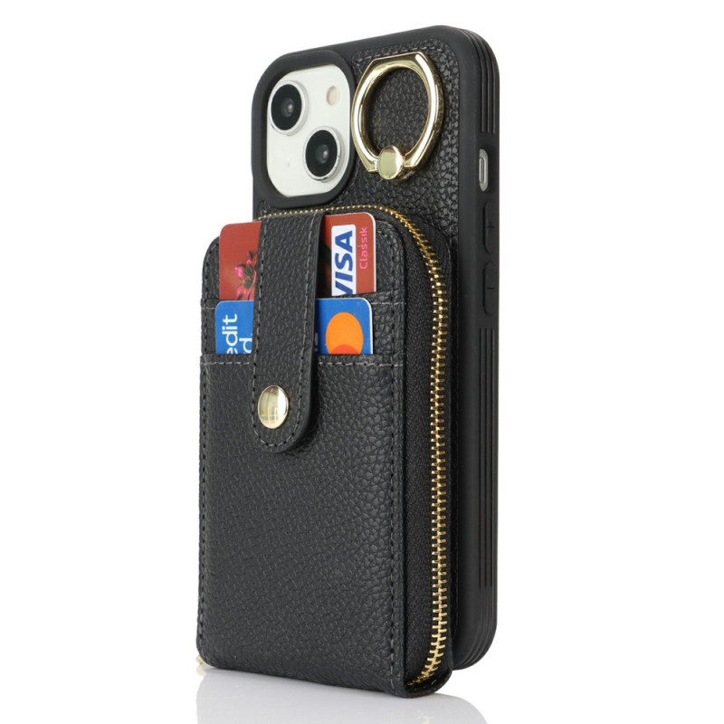 Coque iPhone 14 / 13 Pochette Zippée et Anneau