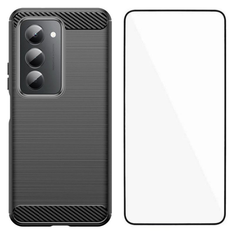 Coque Xiaomi Redmi 15 4G / 5G Fibre Carbone Brossée avec Protecteur Écran