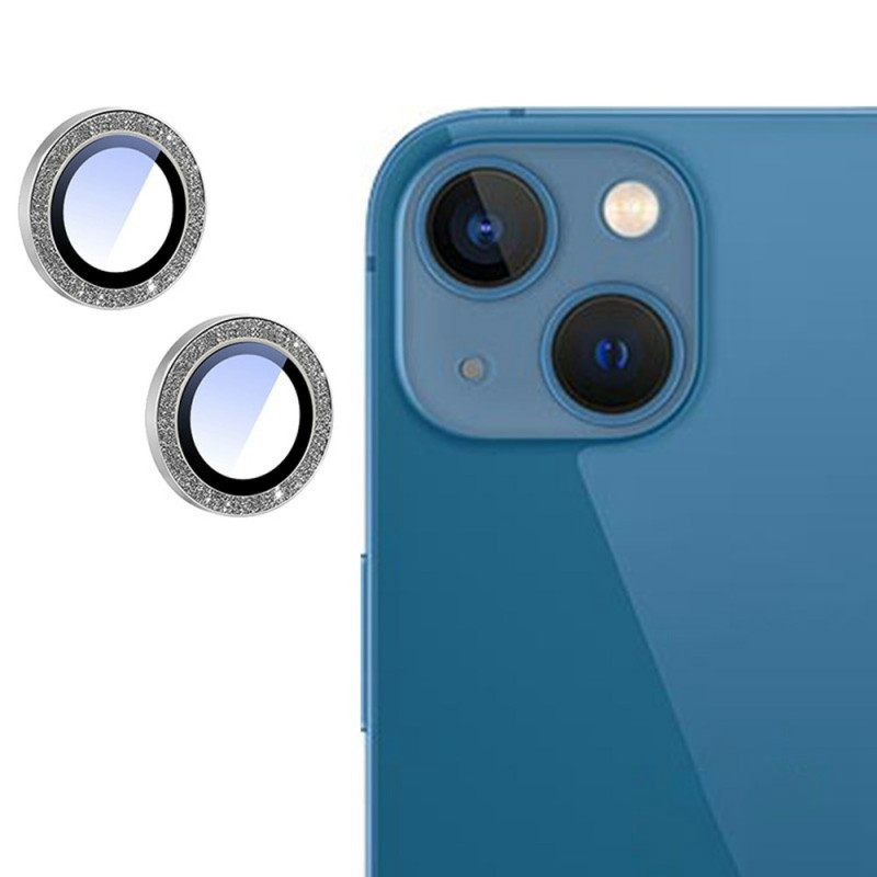 Lentilles de Protection en Verre Trempé et Métal pour iPhone 13 / 13 Mini Design Pailleté
