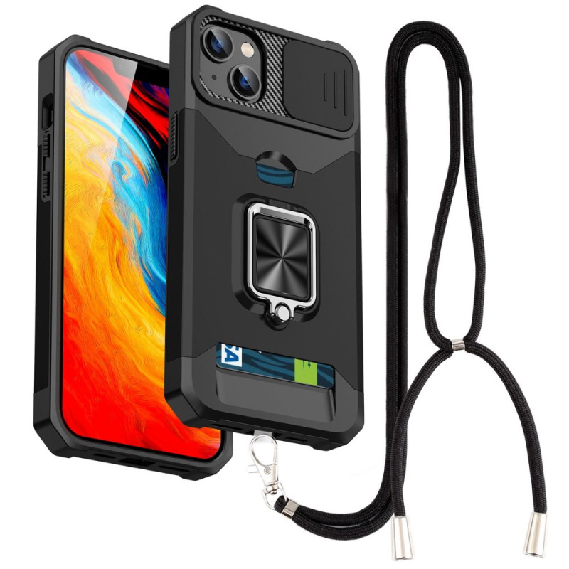 Coque à Cordon iPhone 13 Ultra Résistante avec Support et Protection Objectif
