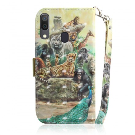 Housse Samsung Galaxy A30 Animaux Safari à Lanière Housse Samsung Galaxy A30 Animaux Safari à Lanière