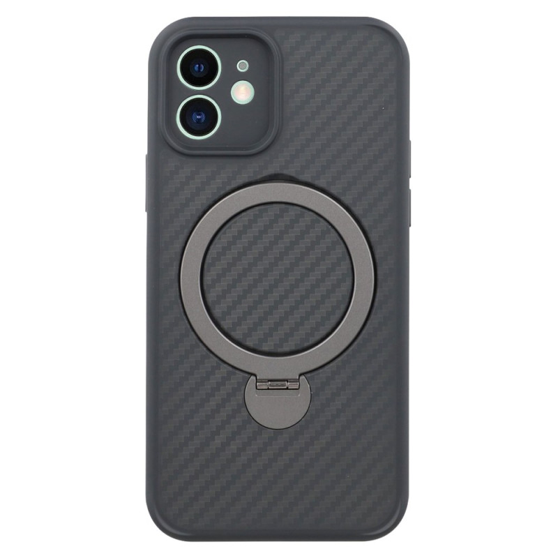 Coque iPhone 12 MagSafe avec Support Texture Fibre Carbone