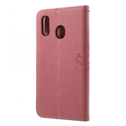 Housse Samsung Galaxy A30 Arbre et Hiboux à Lanière