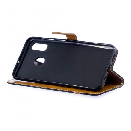 Housse Samsung Galaxy A30 Tissu Et Effet Cuir Housse Samsung Galaxy A30 Tissu Et Effet Cuir