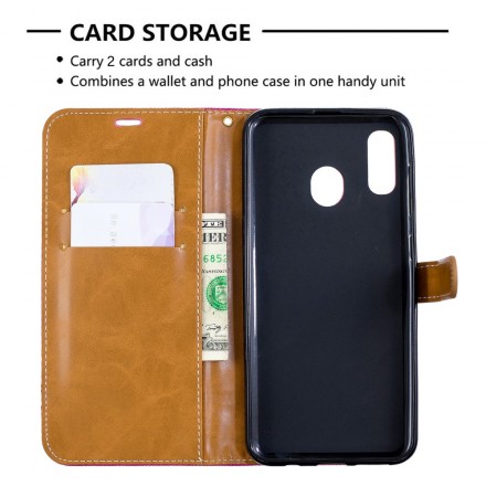 Housse Samsung Galaxy A30 Tissu Et Effet Cuir Housse Samsung Galaxy A30 Tissu Et Effet Cuir