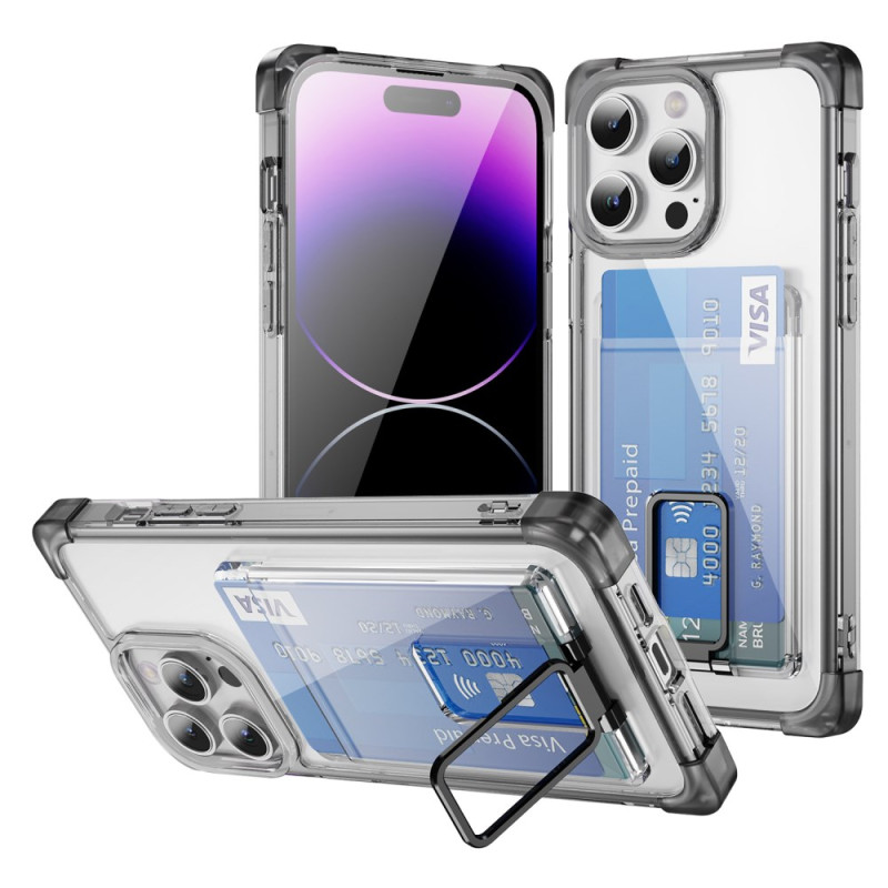 Coque iPhone 14 Pro Transparente avec Support et Porte-cartes
