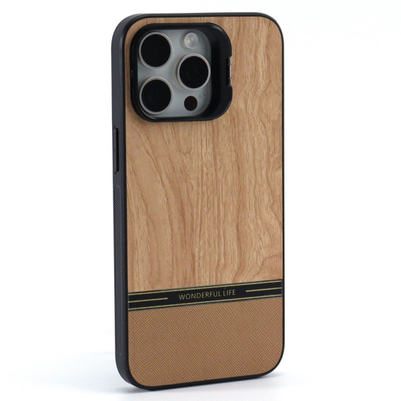 Coque iPhone 14 Pro Effet Bois avec Support