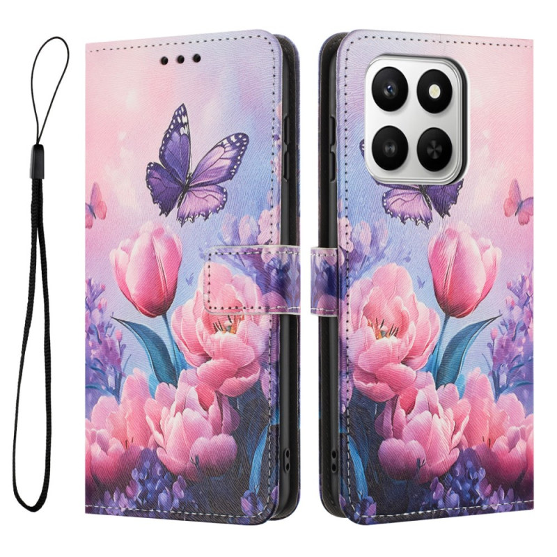 Housse Honor 400 Smart 4G Tulipes et Papillons