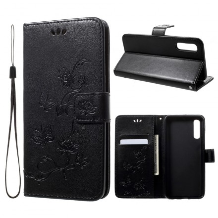 Housse Samsung Galaxy A50 Papillons et Fleurs à Lanière Housse Samsung Galaxy A50 Papillons et Fleurs à Lanière
