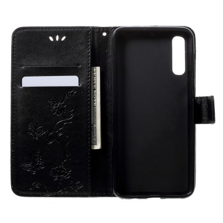Housse Samsung Galaxy A50 Papillons et Fleurs à Lanière Housse Samsung Galaxy A50 Papillons et Fleurs à Lanière