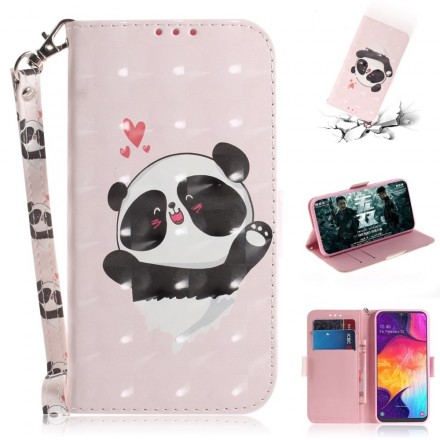 Housse Samsung Galaxy A50 Panda Love à Lanière