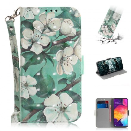 Housse Samsung Galaxy A50 Branche en Fleurs à Lanière Housse Samsung Galaxy A50 Branche en Fleurs à Lanière