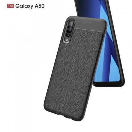 Coque Samsung Galaxy A50 Effet Cuir Litchi Double Line