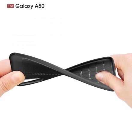 Coque Samsung Galaxy A50 Effet Cuir Litchi Double Line