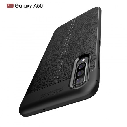 Coque Samsung Galaxy A50 Effet Cuir Litchi Double Line