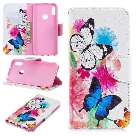 Housse Huawei Y6 2019 Papillons et Fleurs Peints Housse Huawei Y6 2019 Papillons et Fleurs Peints