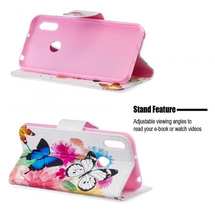 Housse Huawei Y6 2019 Papillons et Fleurs Peints Housse Huawei Y6 2019 Papillons et Fleurs Peints