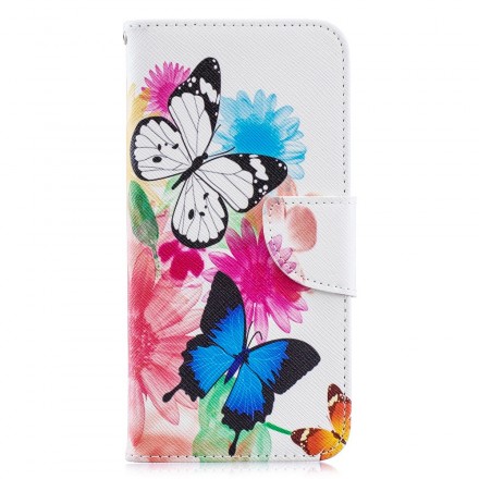 Housse Huawei Y6 2019 Papillons et Fleurs Peints Housse Huawei Y6 2019 Papillons et Fleurs Peints