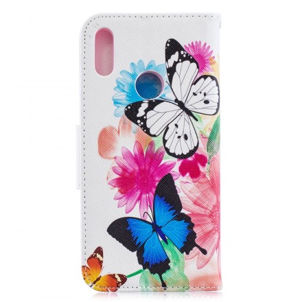Housse Huawei Y6 2019 Papillons et Fleurs Peints Housse Huawei Y6 2019 Papillons et Fleurs Peints