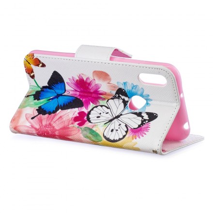 Housse Huawei Y6 2019 Papillons et Fleurs Peints Housse Huawei Y6 2019 Papillons et Fleurs Peints