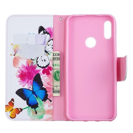 Housse Huawei Y6 2019 Papillons et Fleurs Peints Housse Huawei Y6 2019 Papillons et Fleurs Peints