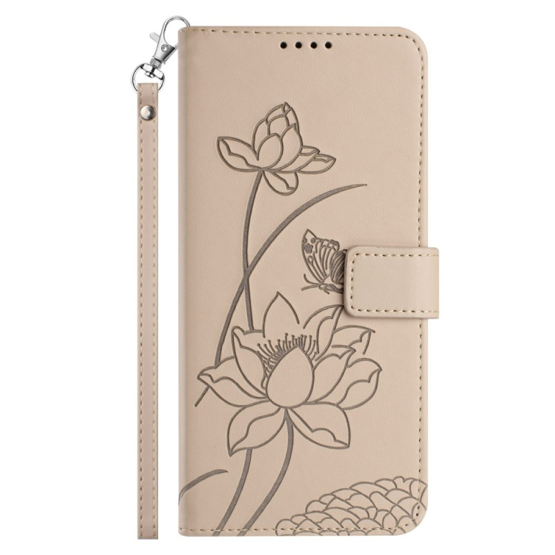 Housse Xiaomi Redmi 15C 5G / 4G / Poco C85 Motif Lotus à Lanière