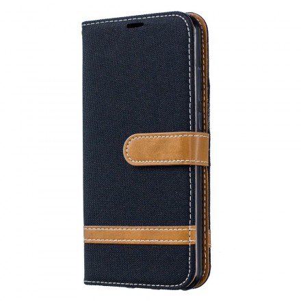 Housse Huawei Y6 2019 Tissu et Effet Cuir à Lanière Housse Huawei Y6 2019 Tissu et Effet Cuir à Lanière