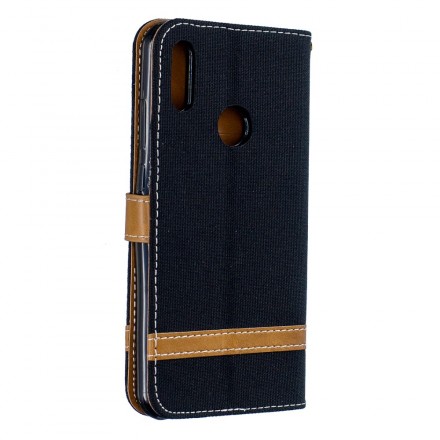 Housse Huawei Y6 2019 Tissu et Effet Cuir à Lanière Housse Huawei Y6 2019 Tissu et Effet Cuir à Lanière