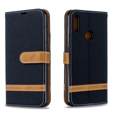 Housse Huawei Y6 2019 Tissu et Effet Cuir à Lanière Housse Huawei Y6 2019 Tissu et Effet Cuir à Lanière