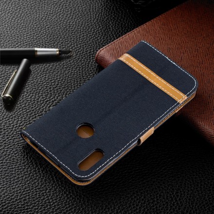 Housse Huawei Y6 2019 Tissu et Effet Cuir à Lanière Housse Huawei Y6 2019 Tissu et Effet Cuir à Lanière