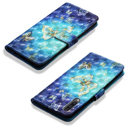 Housse Samsung Galaxy A50 Papillons Dorés 