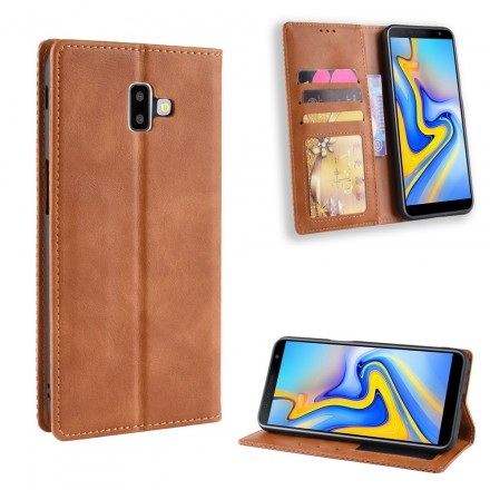 Flip Cover Samsung Galaxy J6 Plus Effet Cuir Vintage Stylisé Flip Cover Samsung Galaxy J6 Plus Effet Cuir Vintage Stylisé