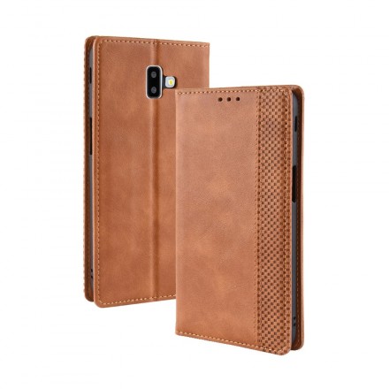 Flip Cover Samsung Galaxy J6 Plus Effet Cuir Vintage Stylisé Flip Cover Samsung Galaxy J6 Plus Effet Cuir Vintage Stylisé