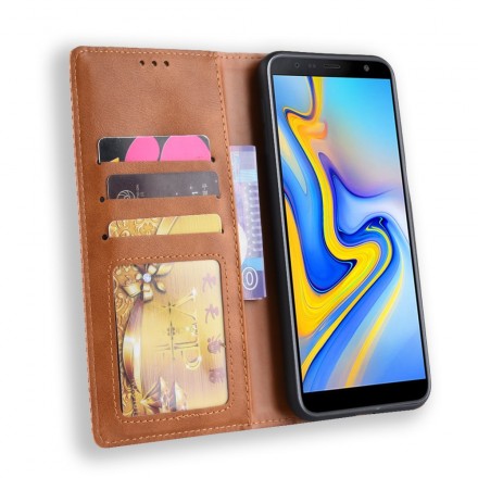 Flip Cover Samsung Galaxy J6 Plus Effet Cuir Vintage Stylisé Flip Cover Samsung Galaxy J6 Plus Effet Cuir Vintage Stylisé