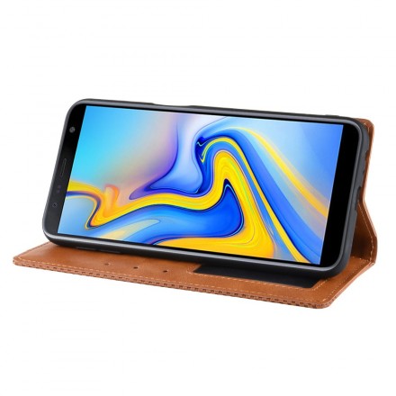 Flip Cover Samsung Galaxy J6 Plus Effet Cuir Vintage Stylisé Flip Cover Samsung Galaxy J6 Plus Effet Cuir Vintage Stylisé