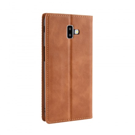 Flip Cover Samsung Galaxy J6 Plus Effet Cuir Vintage Stylisé Flip Cover Samsung Galaxy J6 Plus Effet Cuir Vintage Stylisé