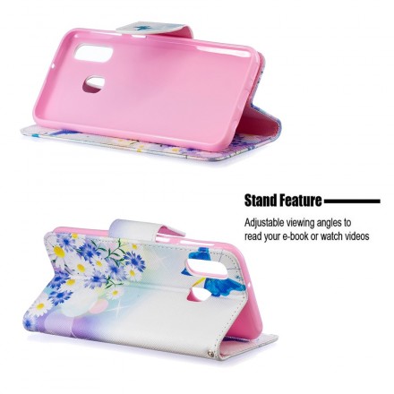 Housse Samsung Galaxy A40 Papillons et Fleurs Peint Housse Samsung Galaxy A40 Papillons et Fleurs Peint